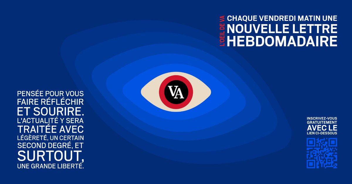 🔴“L’œil de VA”, la nouvelle lettre VA à recevoir chaque vendredi ! 🪶Éclairer les angles morts, lever les non-dits: c'est l'objectif que nous nous efforçons de tenir, chaque jour à @Valeurs 📲Lien: i.mtr.cool/mfpidbapjx