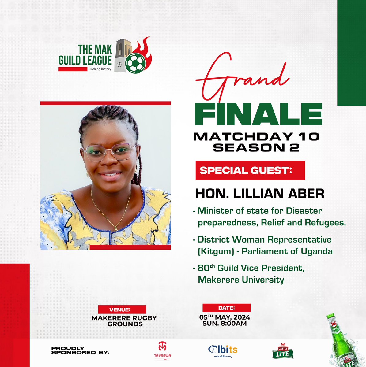 MAK Guild League (@makguildleague) on Twitter photo #MakGuildLeagueS2 Grand Finale shall be graced by <a href="/OfficialFUFA/">FUFA</a> President <a href="/MosesMagogo/">Moses Hassim Magogo</a> as a Chief Guest; 2 former Vice Guild Presidents <a href="/MakGuild/">Makerere Students' Guild</a> <a href="/Makerere/">Makerere University</a> Hon. Min. <a href="/PNyamutoro/">Phiona Nyamutoro</a> & Hon. Min. <a href="/LillianAber/">Lillian Aber</a> that are Ministers in the <a href="/GovUganda/">Government of Uganda</a> & MPs <a href="/Parliament_Ug/">Parliament of Uganda</a> as Special Guests. #MakGuildLeagueS2 Grand Finale shall be graced by <a href="/OfficialFUFA/">FUFA</a> President <a href="/MosesMagogo/">Moses Hassim Magogo</a> as a Chief Guest; 2 former Vice Guild Presidents <a href="/MakGuild/">Makerere Students' Guild</a> <a href="/Makerere/">Makerere University</a> Hon. Min. <a href="/PNyamutoro/">Phiona Nyamutoro</a> & Hon. Min. <a href="/LillianAber/">Lillian Aber</a> that are Ministers in the <a href="/GovUganda/">Government of Uganda</a> & MPs <a href="/Parliament_Ug/">Parliament of Uganda</a> as Special Guests.