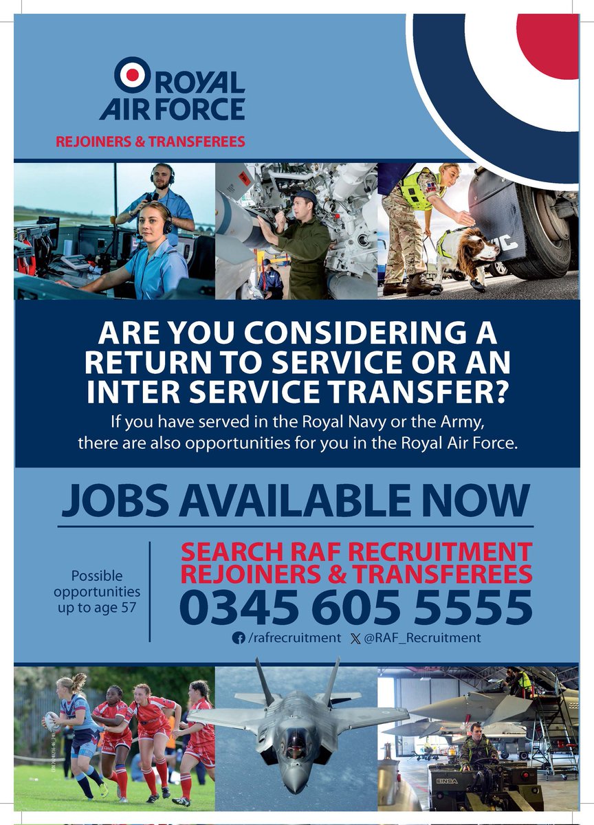 Are you considering a return to service or an Inter Service transfer? ➡️ @RAF_Recruitment