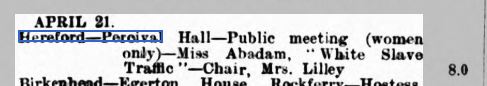 1913 #OTD Common Cause was advertising a visiting speaker to #Hereford: Alice Abadam #Suffragette. Chairing the meeting was Mary Lilley, wife of Canon Alfred Lilley, @HFDCathedral, Archdeacon of Ludlow, @HerefordDiocese. Read more: #HardWorkButGlorious (Image: @BNArchive).