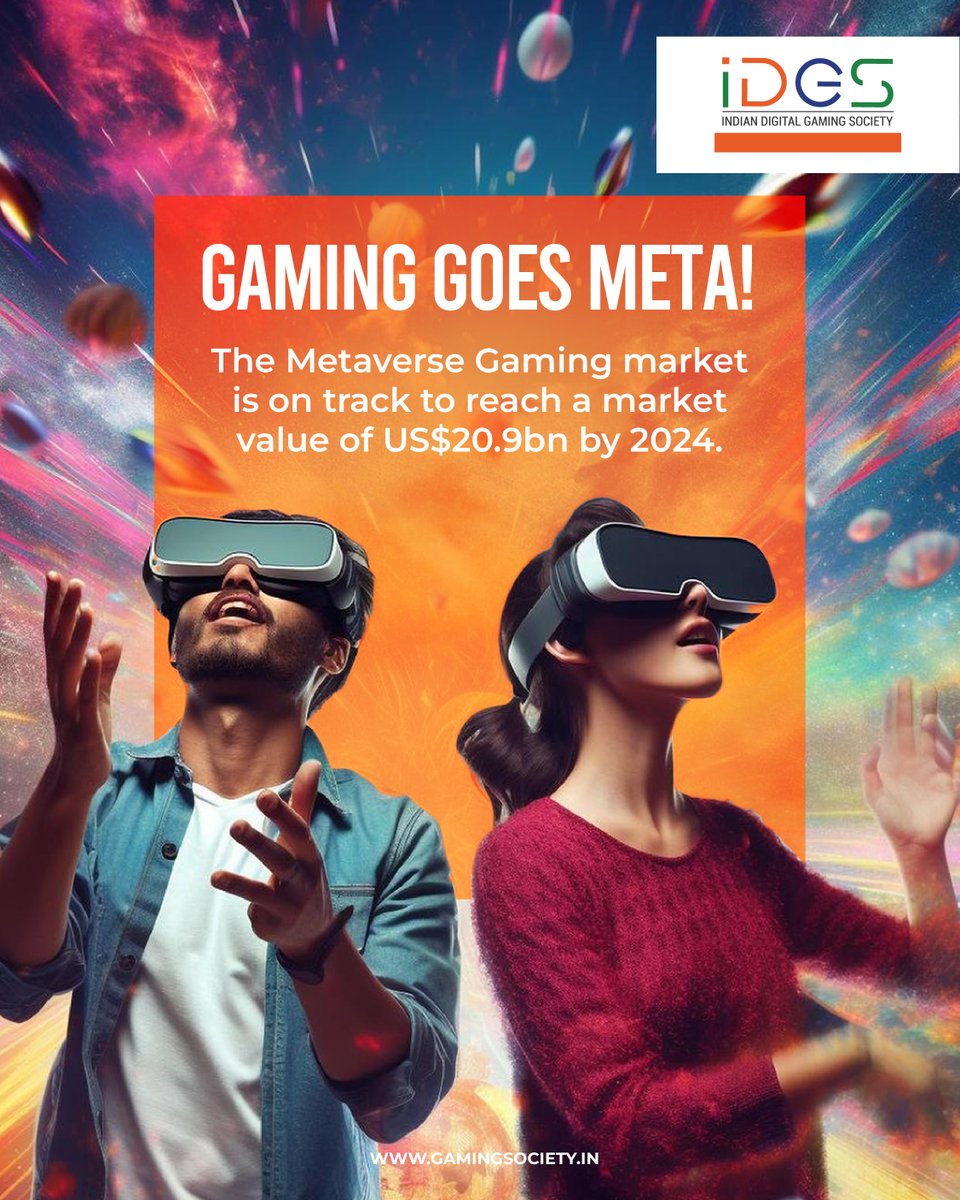 #MetaGaming is booming! Experts foresee its market value reaching US$20.9bn by 2024. A survey by Ernst and Young reveals 97% of gaming execs anticipate gaming leading the metaverse surge, offering VR and interactive experiences. #VRGaming #GamingMarket @IDGS2018 @IndiaGamingSh