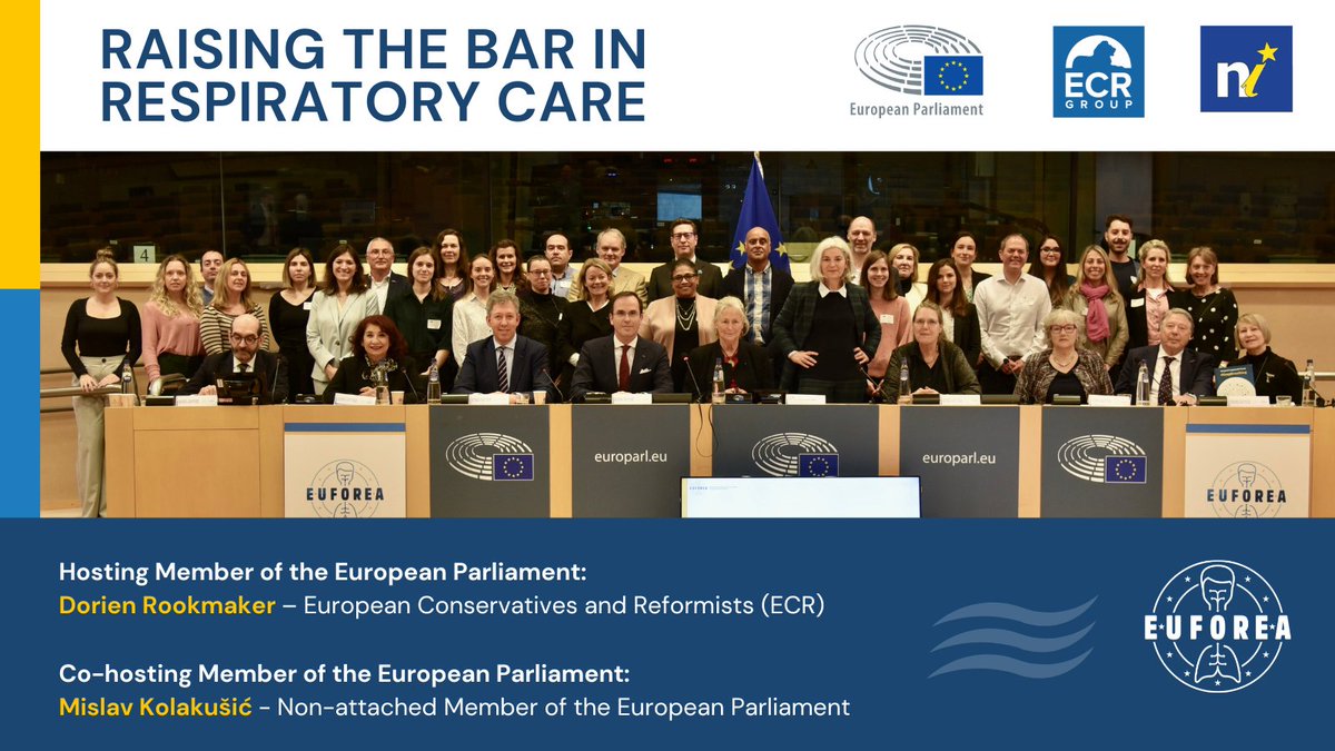 🚀Yesterday, 17 April 2024, EUFOREA headed to the @EUparliament for a EUFOREA Symposium on 'Raising the Bar in Respiratory Care' hosted by MEP @RookmakerDorien (ECR) and co-hosting non-attached MEP @mislavkolakusic. Let's join forces for a bright future in #respiratorycare!