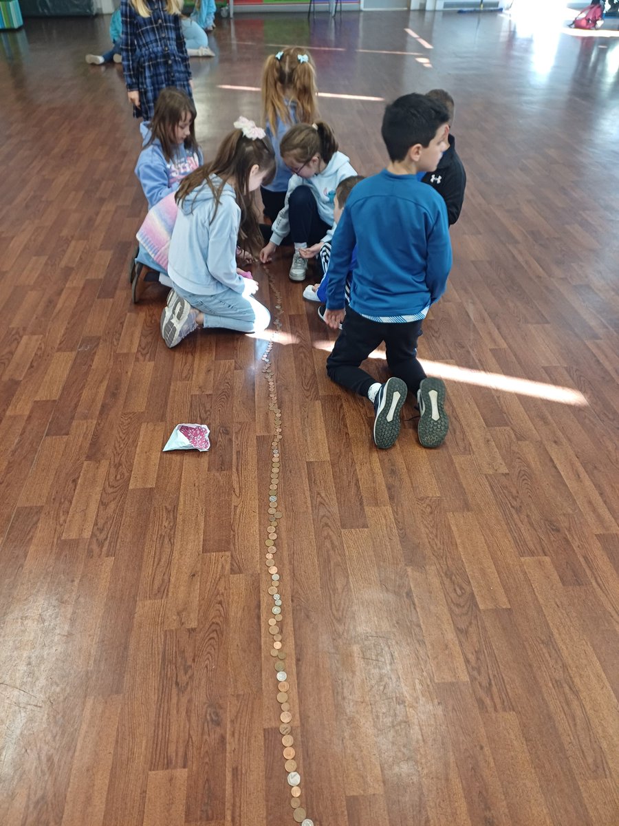 gwaunyear3's tweet photo. Year 3 had great fun making their coin trails today to collect money for Autism Awareness Day. Yr 3 managed to make a total length of 29m 70cm. Gwaith da pawb!@GwaunfarrenSch @gwaunyear3 @GwaunfarrenSch https://t.co/lCpoldOgGd