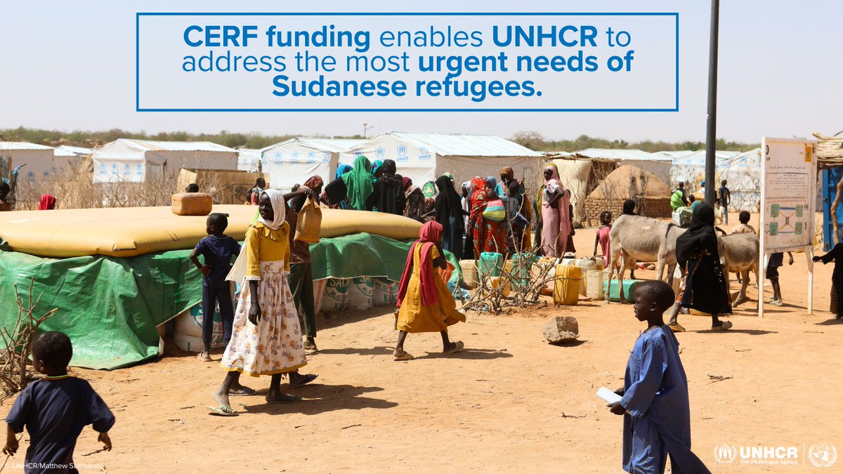 When the Sudan conflict broke out last year, @UNCERF support was critical to react quickly & carry out life-saving interventions to provide protection, shelter, health and food security in 🇨🇫🇹🇩🇪🇹🇸🇩🇸🇸. 📸Farchana refugee camp in eastern Chad.
