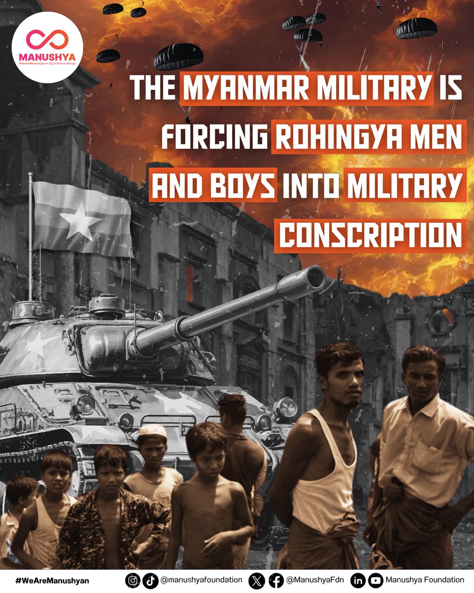 📢 #ProtectRohingya The Myanmar military is abducting and forcibly recruiting more than 1,000 Rohingya Muslim men and boys in exchange for “citizenship” they have long been denied. 🪖 Rohingya have described being abducted in nighttime raids, falsely promised the right to