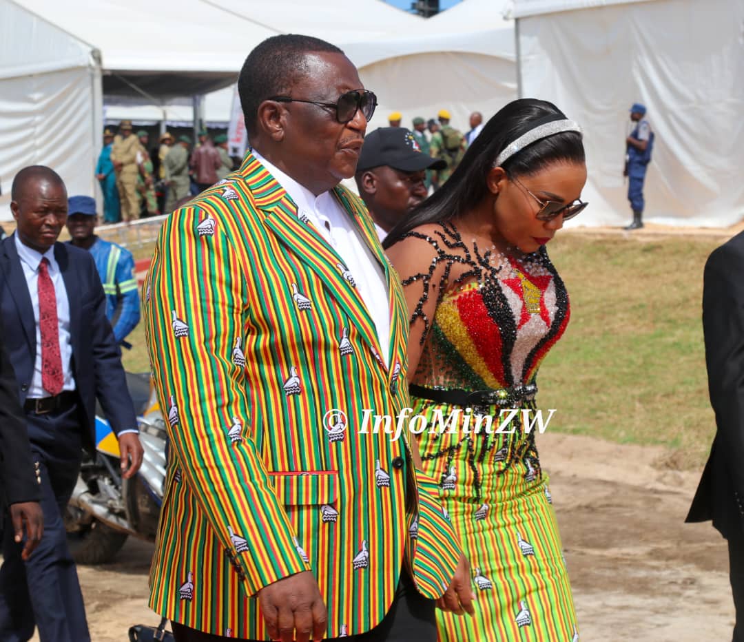 Honourable Vice President Gen (Rtd) CDGN Chiwenga and his wife Colonel Miniyothabo Baloyi-Chiwenga have arrived at Uhera Stadium, Murambinda B High School for the Independence Day Celebrations. #Zim44 #Zimbabwe