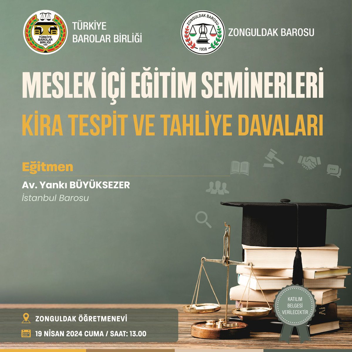 🗓️ 19 Nisan #cuma 🕞 13.00 ✅ Düzenleyen: @barolar - @zonguldakbaro 💬 @yankibuyuksezer 📢 Yaklaşan hukuk etkinlikleri: turkiyehukuk.org/etkinlik/ 🔹Bizi takip edin: linktr.ee/turkiyehukuk