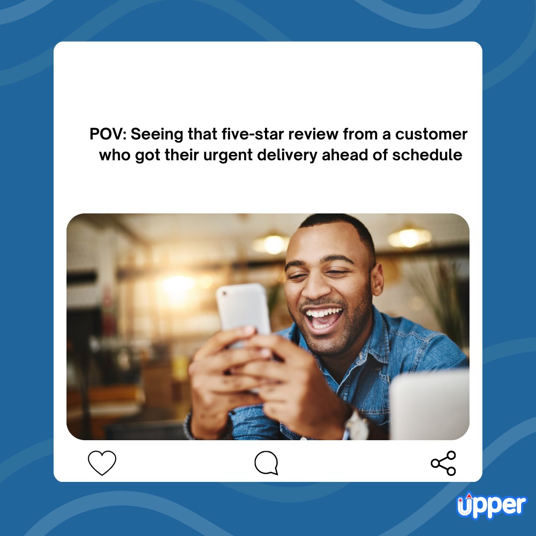 Putting customer happiness front and center, because delivering exceptional service is what #entrepreneurship is all about. 

#CustomerFirst #ExceptionalService #EntrepreneurialSpirit #DeliveryBusiness #FasterDeliveries #Upper #HappyCustomerHappyUs