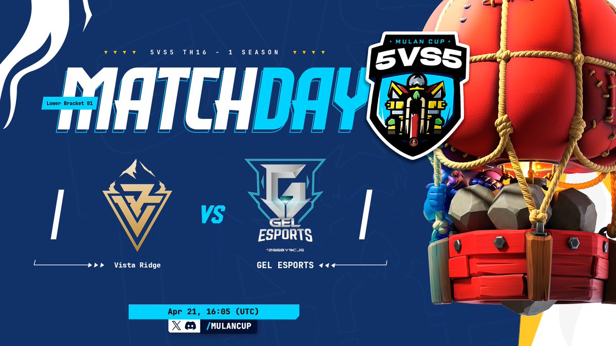 🏟️ Mulan Cup - LB R1
🆚 Gel Esports <a href="/AisseWith/">GEL ESPORTS</a>
💼 <a href="/MulanCup/">Mulan Cup</a>

#ClashEsports | #ClashofClans
#VistaRidge | #TogetherAtTheTop