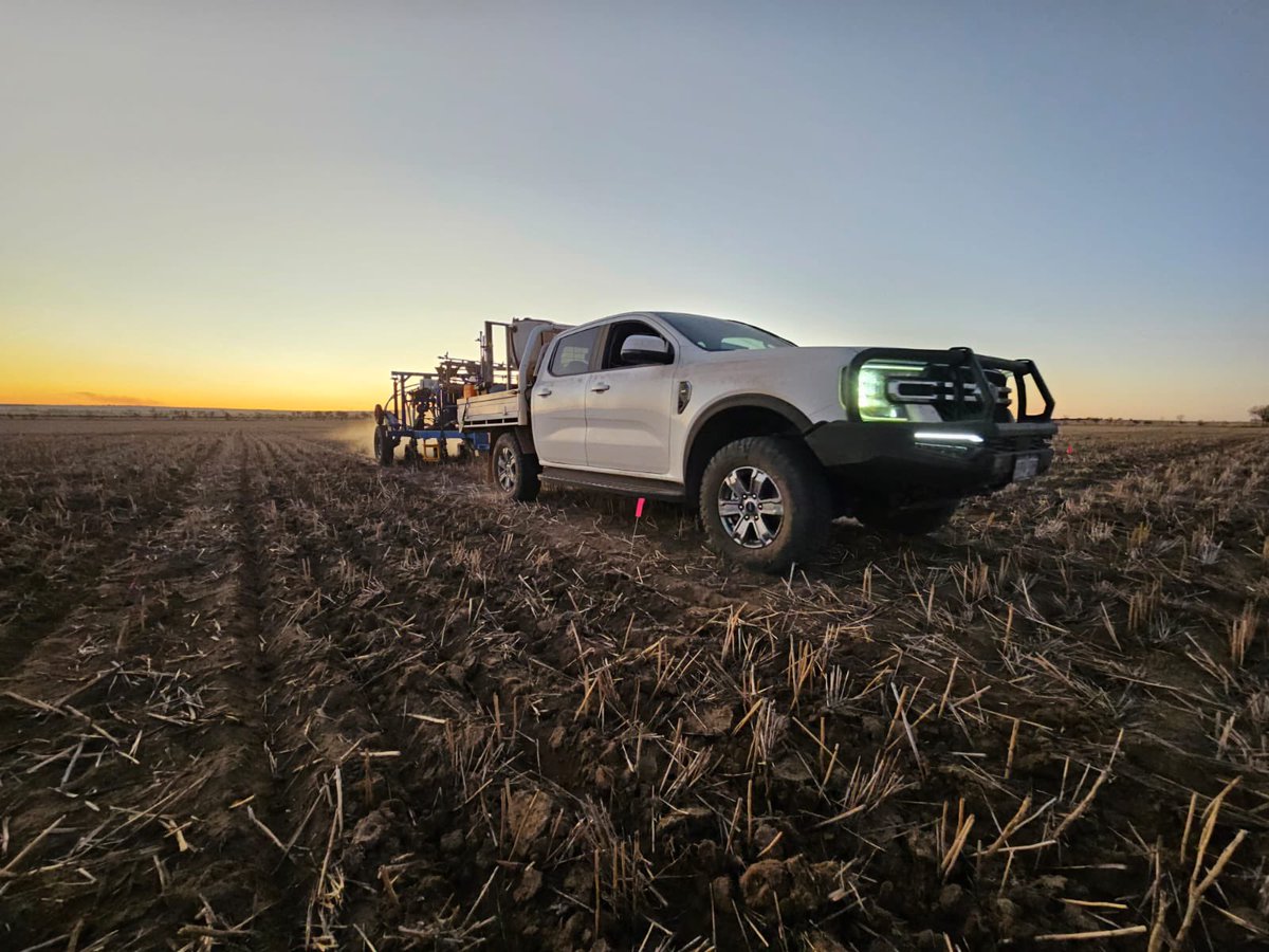 Sun setting on the fifth deep sowing trial in Corrigin for #longcoleoptilewheat and an <a href="/InterGrain1/">InterGrain</a> POP oat trial. Dry sown 30mm &amp; into plenty of moisture 100mm below the furrow