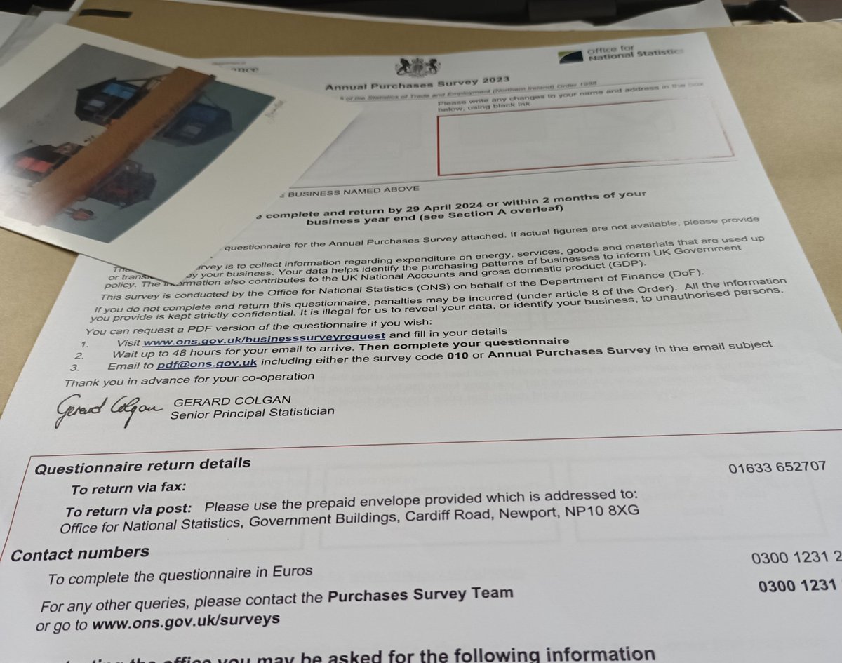Today's rant..not only do we have to provide the admin for govt for VAT, National Ins, Taxes, Equal Opportunities, we're supposed to find the time/money to pay someone to fill in the 15 page annual purchases survey. Oh, and get fined if we don't. Any wonder businesses closing ☹️