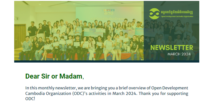 📢Check out the March 2024 newsletter from ODC🌐 Missing out on our latest datasets and activities? 👉Subscribe now at opendevelopmentcambodia.net/contact/ #MarchNewsletter #MonthlyNewsletter #Newsletter #ODC