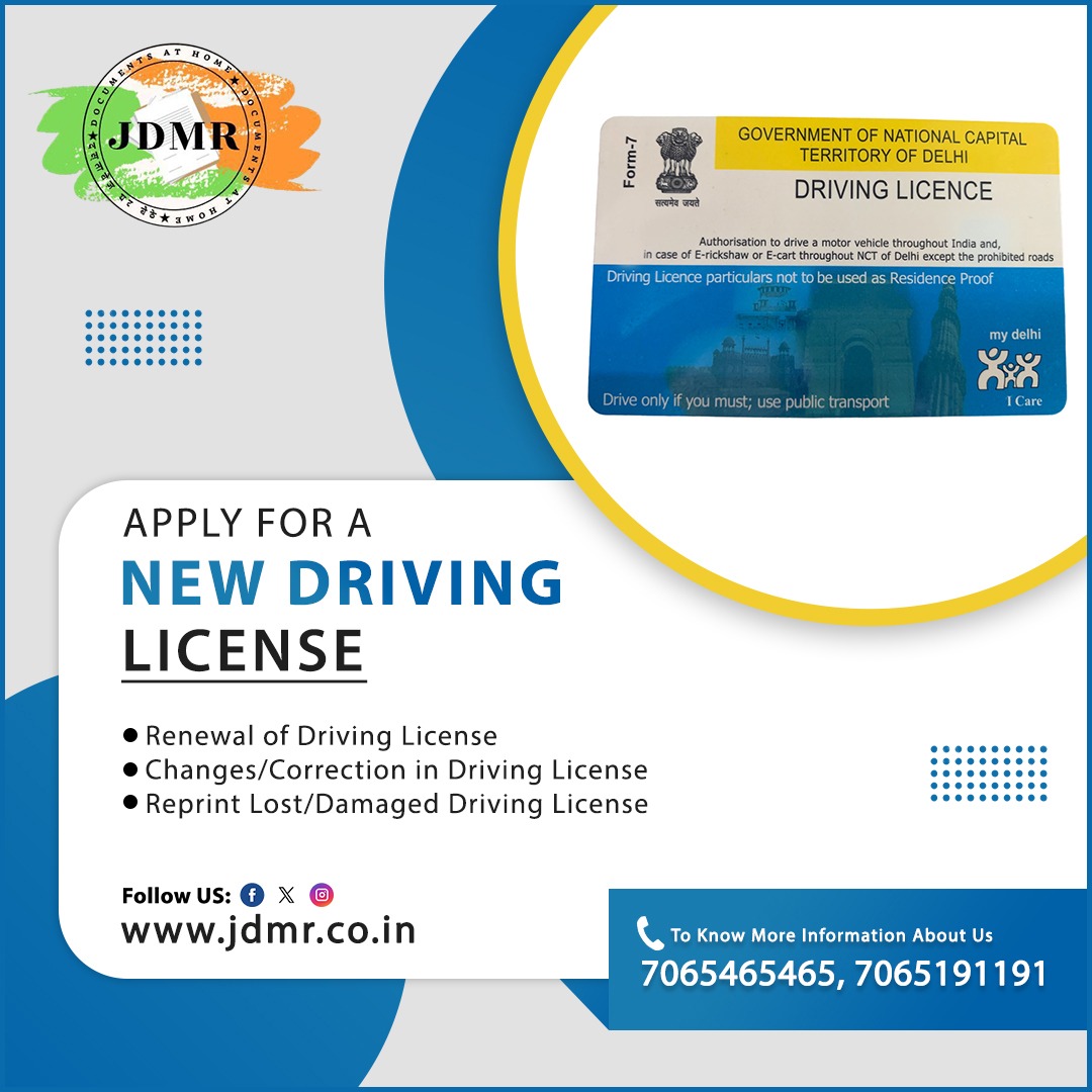 Apply for a New Driving Licence 
.
Book Your Appointment -
🌐 Website: jdmr.co.in
☎️ Contact: (+91) 7065-465-465
.
#jdmr #drivinglicense #dl #renewdrivinglicense #vehicleinsurance #roadtax #tax #trafficchallan #challan #noc #rc #pancard #aadharcard #voteridcard