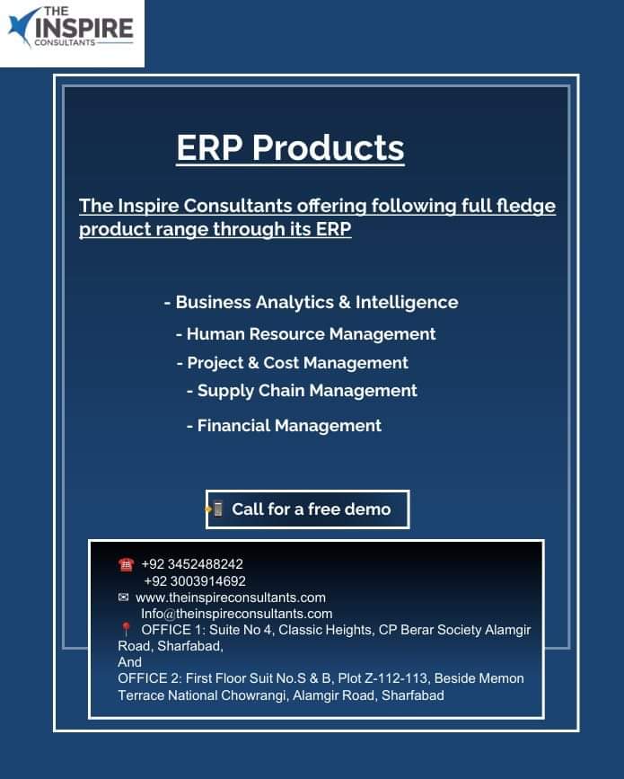 The Inspire Consultants are engaged in providing ERP services and software solutions. 

#ERP #SoftwareSolutions #ERPIntegration #BusinessSolutions #TechSolutions #ERPSystem #CloudERP #ERPConsulting #ERPImplementation #BusinessAutomation #SoftwareDevelopment #ERPPlatform
