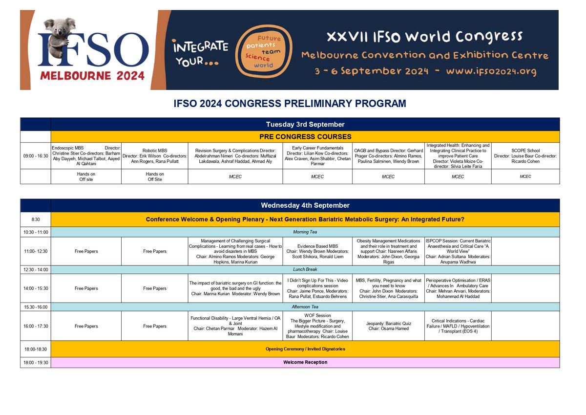 IfsoSecretariat's tweet photo. PRELIMINARY PROGRAM IFSO 2024
Have a look at it! 🤓🔍👇

https://t.co/3k575a5k1T
#ifso2024 #ifsomelbourne2024 https://t.co/JKM0Jczh8t