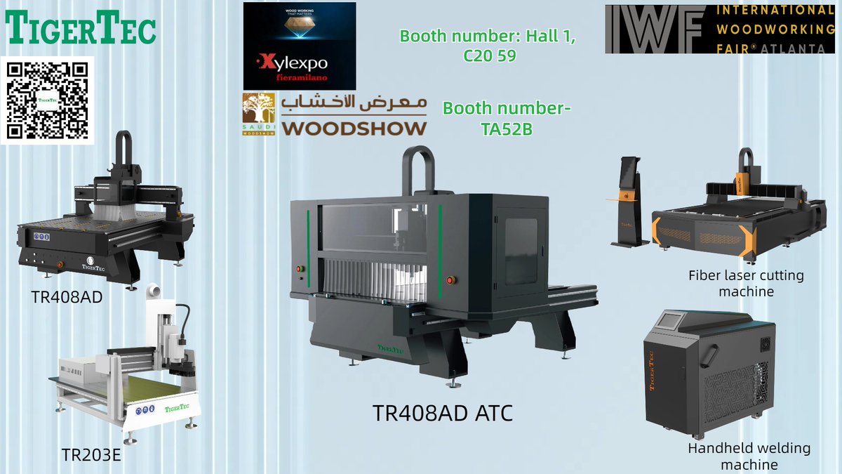 TinaTigerTec1's tweet photo. TigerTec Exhibition Plan of 2024
Welcome you to our booth to check our machine quality and details.
#cncmachinery #woodworkingmachinery #woodrouter #nestingcnc #nestingmachine #cncengraivng https://t.co/uew3UBI7r7