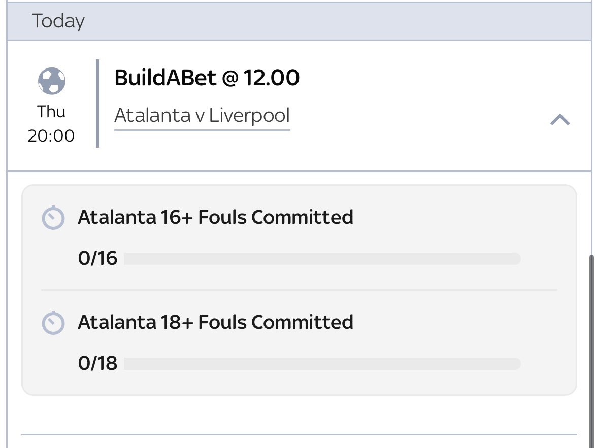 OddsUpClub's tweet image. 🇮🇹Atalanta vs Liverpool🏴󠁧󠁢󠁥󠁮󠁧󠁿 

Bets (Sky):

Atalanta 13+ fouls - 2.10📈 1.5 units 
Atalanta 16+ fouls - 5.50📈 0.75 units 
Atalanta 18+ fouls - 12.00📈 0.25 units 

In Atalanta’s last 5 Europa games their foul count has been:

Liverpool (a) - 16
Sporting (h) - 15
Sporting (a) - 18…