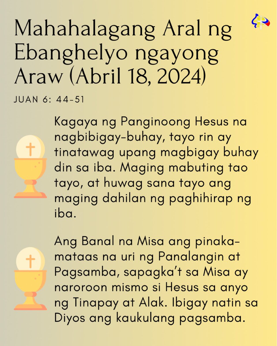 Mahahalagang Aral ng Ebanghelyo ngayong Araw (Abril 18, 2024) | Juan 6:44-51 #TinapayNgBuhay