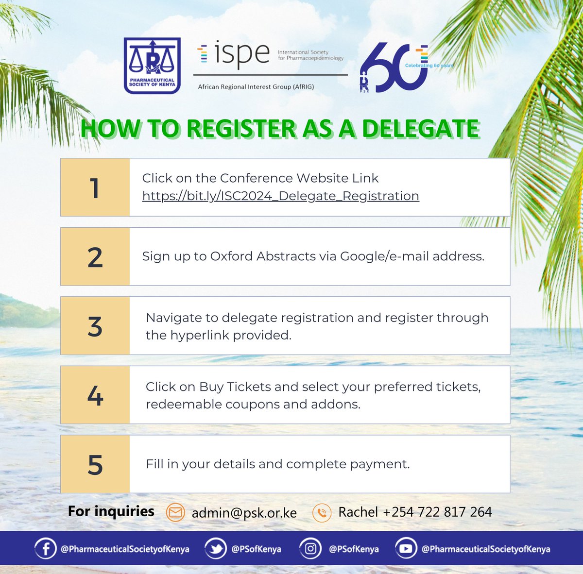 Having trouble signing up for the International Scientific Conference? Follow the steps on the poster to secure your spot. Conference website link 👉🏾 bit.ly/PSKxISPE_Confe… #PSKAT60