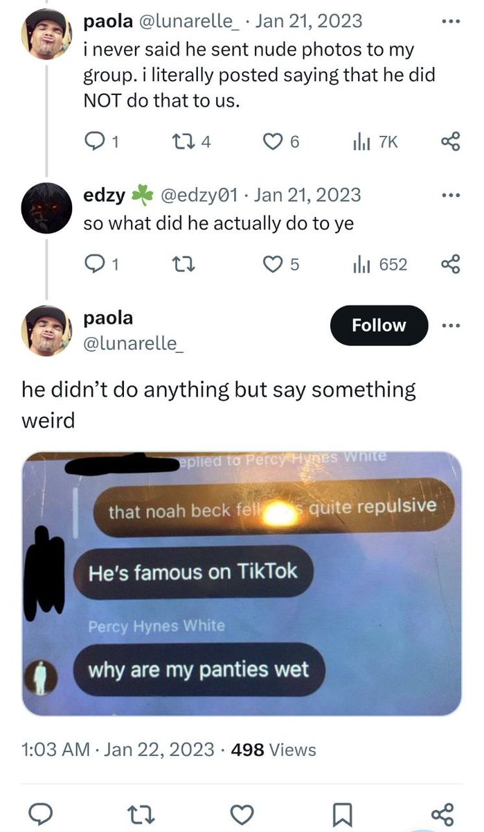 sinskinnner's tweet photo. Did underage fans accuse #PercyHynesWhite of inappropriate behavior in his fan chat?
NO. Girl that shared her chat has repeatedly confirmed that he never did anything inappropriate, just wrote a joke without knowing the age of participants. https://t.co/2ckgy4qrUw