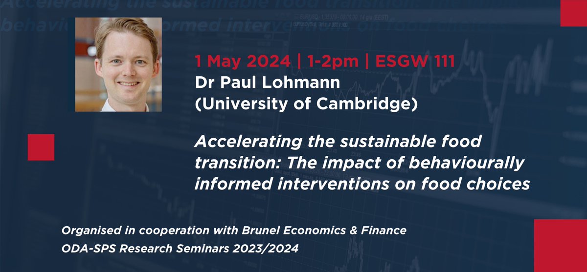 📣 Join the final event of the 'ODA-SPS Research Seminars 2023/2024' series! 📣 @Lohmann_PM will deliver a presentation titled 'Accelerating the #Sustainable Food Transition: The Impact of Behaviorally Informed Interventions on #Food Choices.' 👉 More: tiny.cc/9cysxz