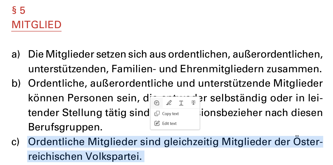 Also ich weiß ja nicht wie ihr das so seht, aber die Satzung des Wirtschaftsbundes sagt, Anzengruber ist Parteimitglied der ÖVP #innsbruck