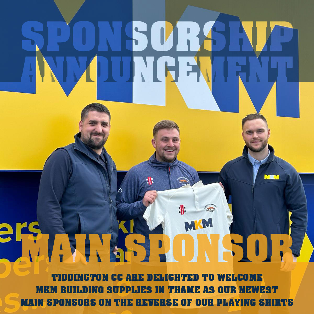 TiddingtonCC's tweet image. Welcome to our latest main sponsor @mkmbs MKM Building Supplies in Lupton Road, Thame.

The striking MKM logo is on the back of our senior playing shirts, around our ground and on our digital channels.

Thanks for your support, we look forward to building a great partnership.

🦊