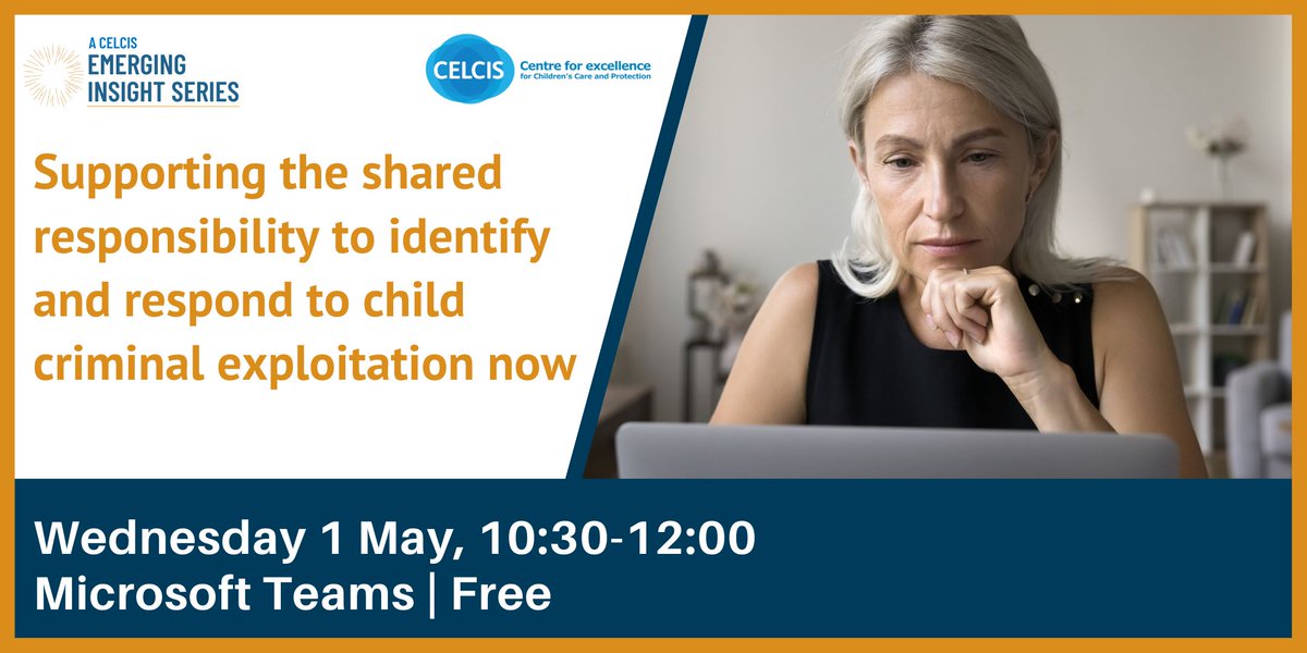 Join our webinar on 1 May for a discussion about the shared responsibility for responding to the criminal exploitation of children, with Sharon Maciver from @actnforchildren and Donna McEwan from @CYCJScotland: buff.ly/3VZXkGj