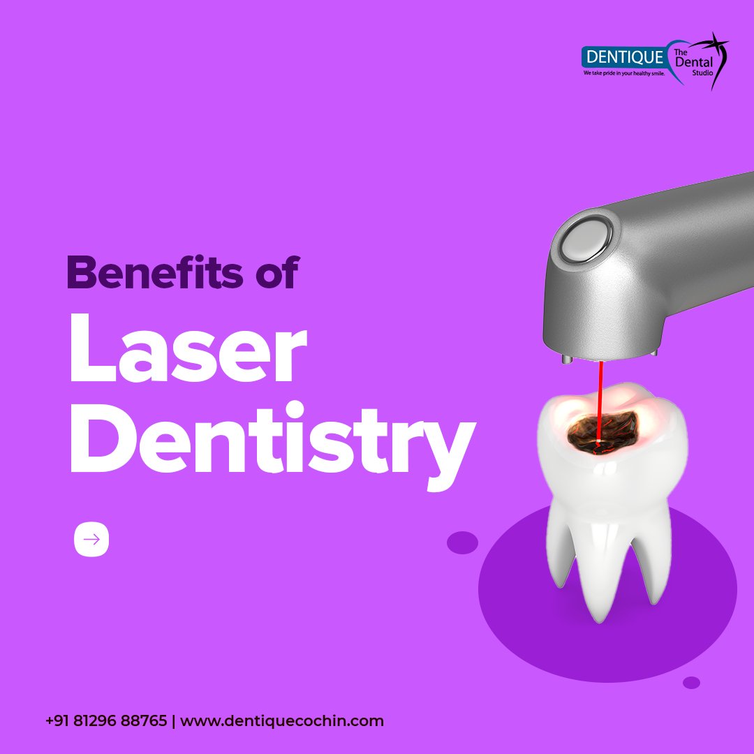 Did you know that #LaserDentistry has numerous benefits over traditional orthodontic procedures?
A few are:
✳️Minimal bleeding
✳️Minimal damage to surrounding tissue
✳️Minimal risk of bacterial infection
✳️Less painful
✳️Reduces the amount of tooth removal for cavity preparation