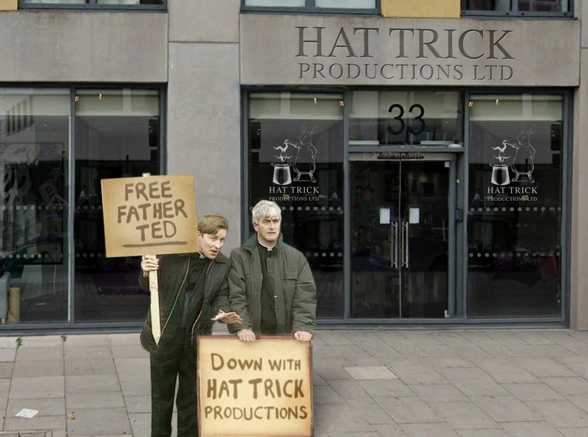 Big crowds protesting at the Hat Trick offices today I see... 🤭 #FreeFatherTed #GlinnerWasRight