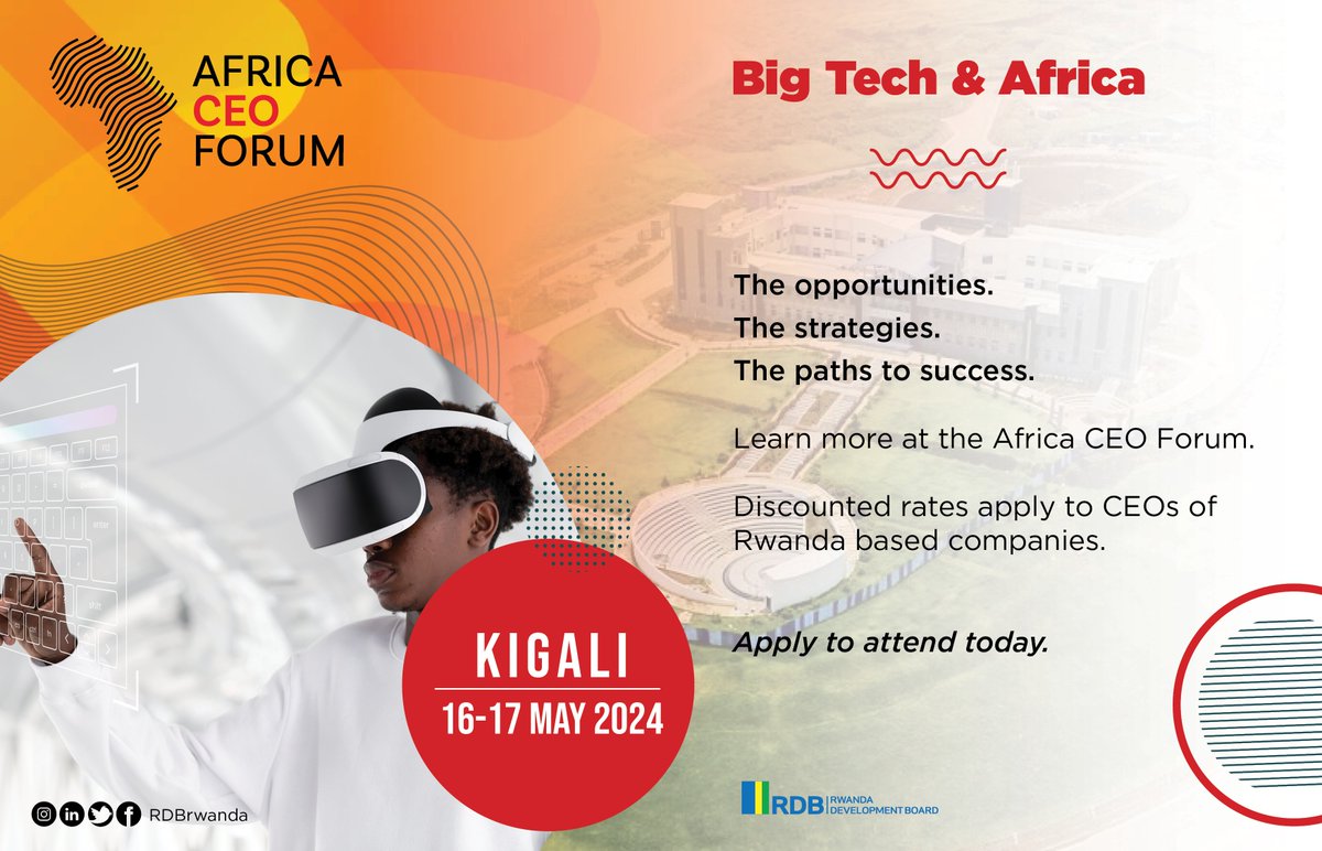 Did you know that ⤵️ Discounted rates apply to CEOs of Rwanda-based companies, for those interested to attend. #RwandaIsOpen | #ACF2024