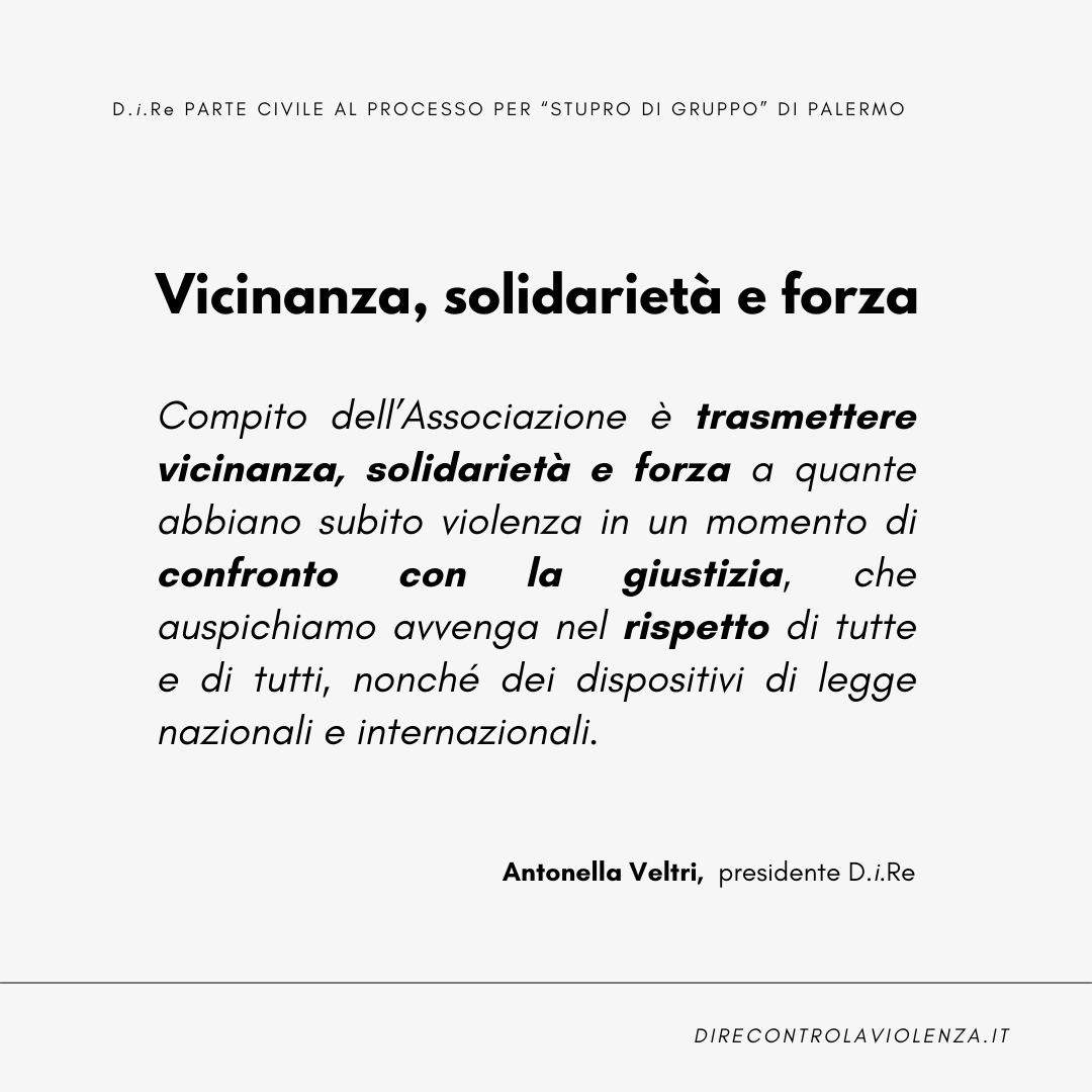 diredonneinrete's tweet photo. "La costituzione di parte civile di https://t.co/gY3NBI1gGv al processo per lo stupro di gruppo a Palermo è un atto politico coerente coi fini statutari dell'associazione e un gesto concreto di solidarietà nei confronti della vittima" 
Elvira Rotigliano, avvocata @leonde_onlus https://t.co/JFD02HRXrb