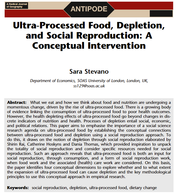 ✨New paper on ultra-processed food (UPF), depletion &amp; social reproduction making a case for a social science research agenda on UPF to achieve a better understanding of food system transformation, depleting processes and social reproduction.
Open access: onlinelibrary.wiley.com/doi/full/10.11…