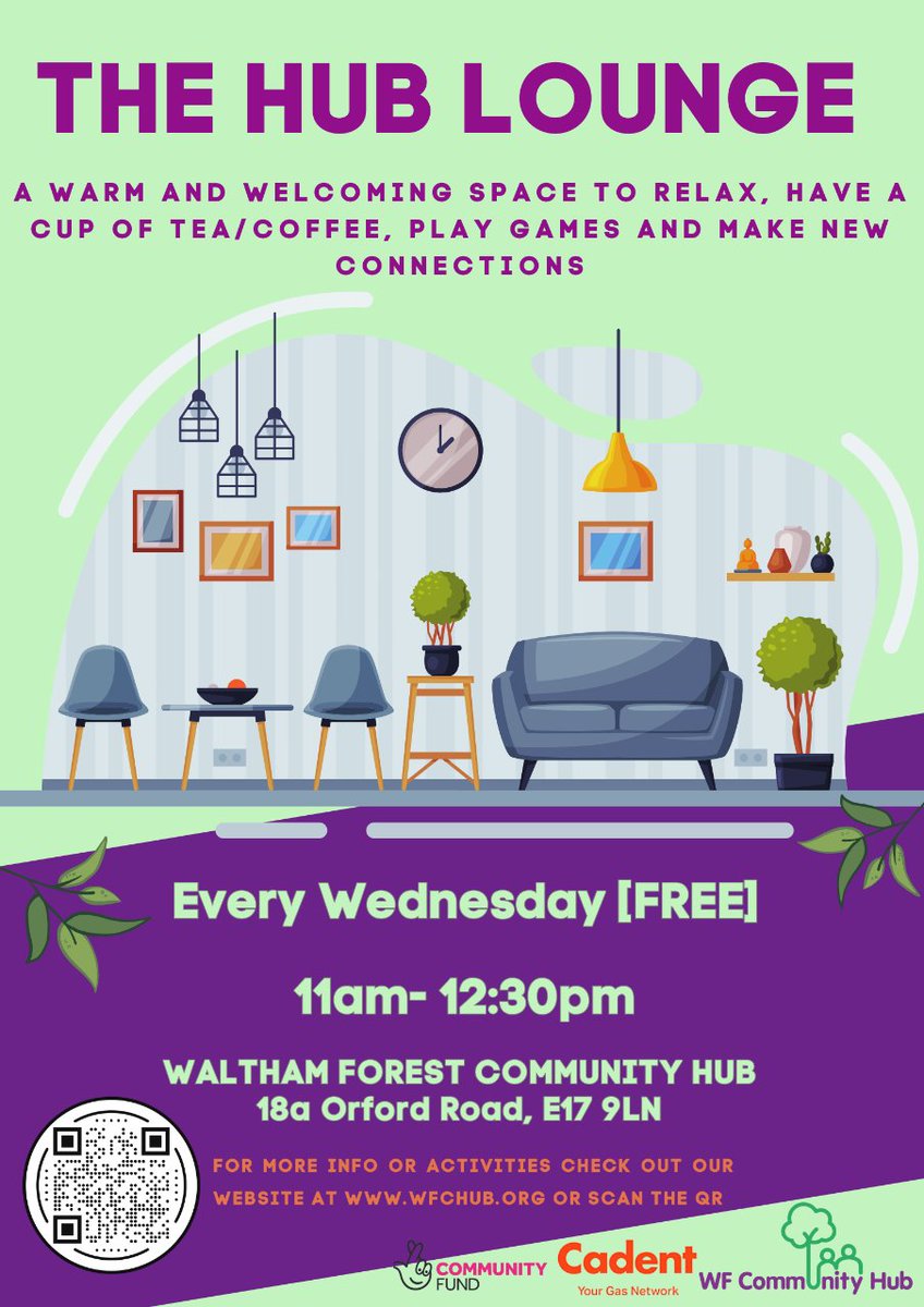 wfchub's tweet photo. Join us every Wednesday from 11am to 12:30pm at 18a Orford Road, E17 9LN for the Hub Lounge. Drop by for a cozy atmosphere, enjoy complimentary tea or coffee, engage in games, and meet new people! This session is free and open to everyone. Looking forward to seeing you there! 👋 https://t.co/ebvQOMs2LZ