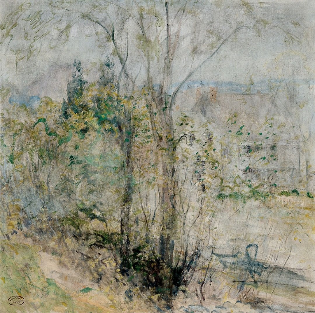 One of the most innovative painters of his day, John Henry Twachtman advanced the tenets of Impressionism further than the majority of his American contemporaries.  His primary subject was nature and like the majority of his late landscapes the elements in 'View of the Brush…