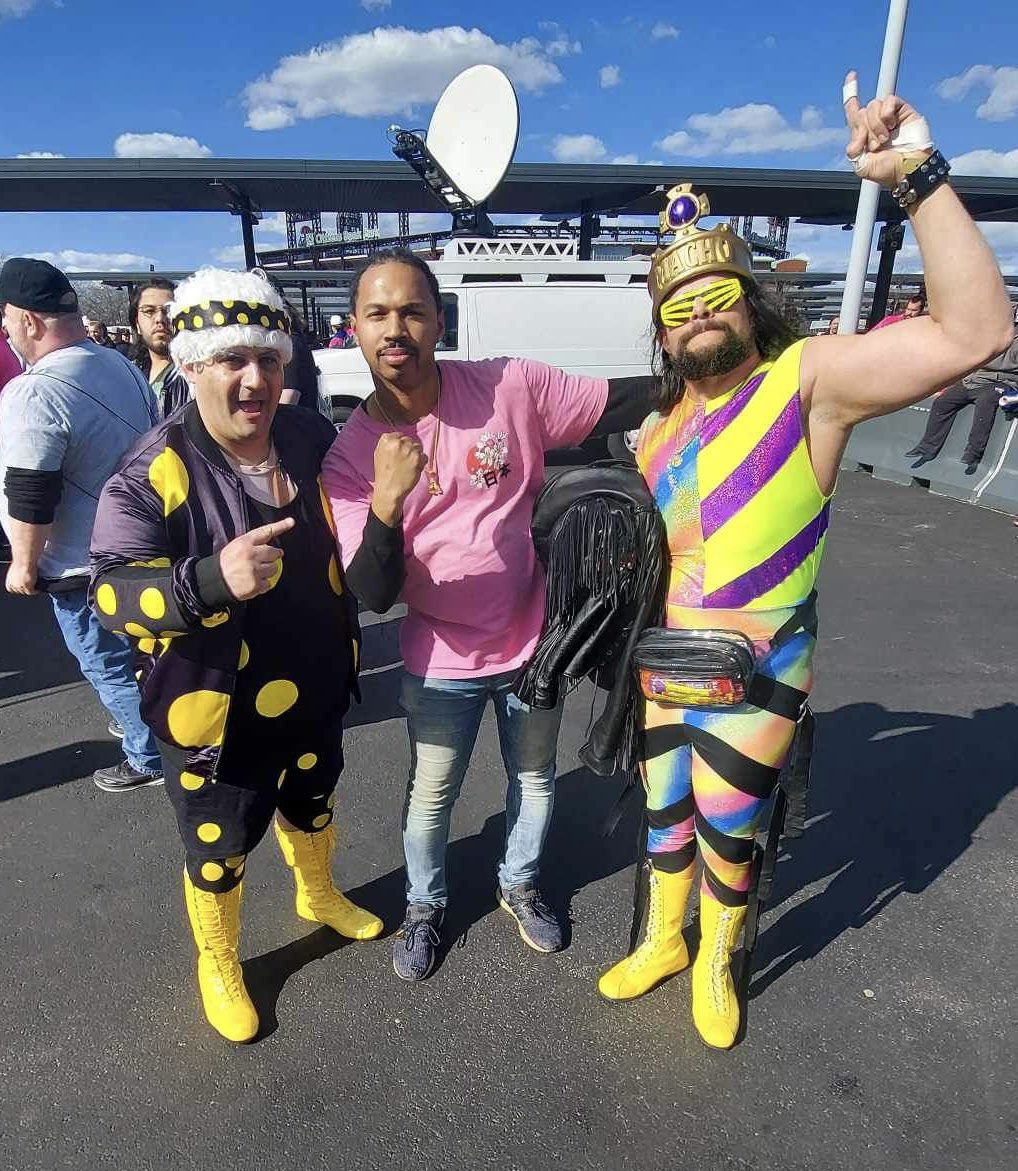 It’s always good when myself and @theMachoverse get to see our friend @rostafa101 one of the @bustedopenonsiriusxm nation who has a great passion for professional wrestling! #dustyrhodes #machomanrandysavage #themachoverse #bustedopen247