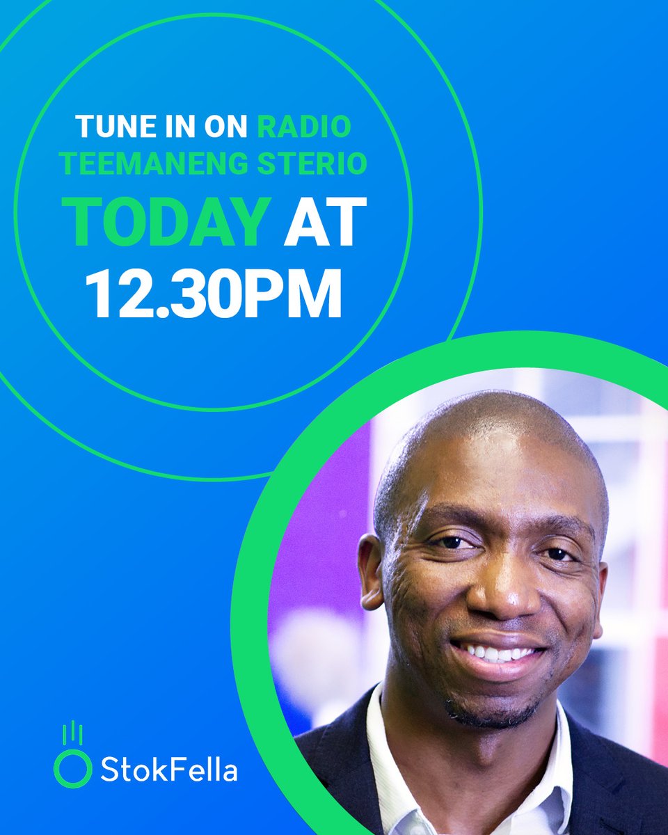 StokFellaSA's tweet photo. Tune into Radio Teemaneng Sterio today at 12:30  to hear StokFella CEO  @MrTMoloi talk all things StokFella! Listen in to the live stream here: https://t.co/5Jx1TXkHbZ

#RTSFM #BeMoreWithStokFella #DoMoreWtihStokFella https://t.co/URhnIGiW9f