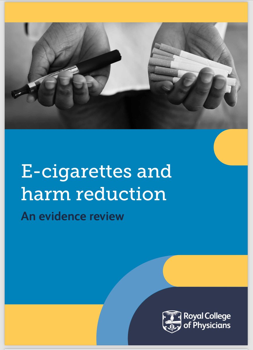 For anyone interested in harm reduction, the new @RCPhysicians report on #ecigs will be an invaluable resource of information. Huge amount of work from brilliant contributors, expertly coordinated by the ingenious @LeicesterLungs! rcplondon.ac.uk/projects/outpu…