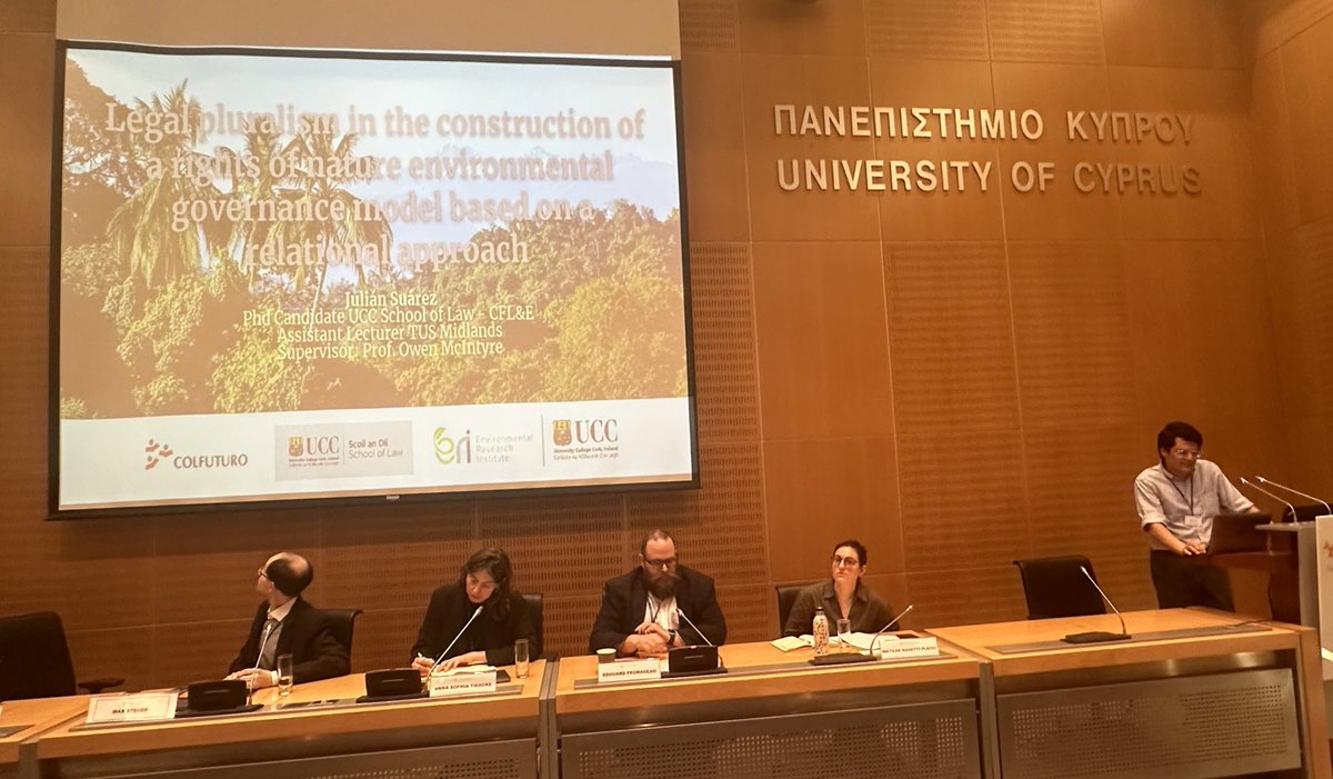 mwgehring's tweet photo. Legal pluralism exists in approaches to Rights of Nature says Julián Suárez Bohórquez  @esil_sedi #ESILRF24   @UCCLawEnv @LawUCC @UCC as he highlights examples Bolivia, Spain, New Zealand and New Caledonia https://t.co/UV7xRjRvQe