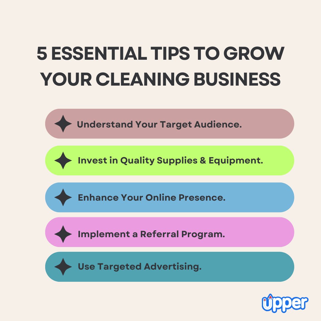 For all those #entrepreneurs aiming to excel in the cleaning industry, embrace these 5 essential tips to polish your strategy and sweep ahead of the competition. 

#CleaningExcellence #BusinessGrowth #SpotlessSuccess #CleaningBusiness #CleaningProfessionals