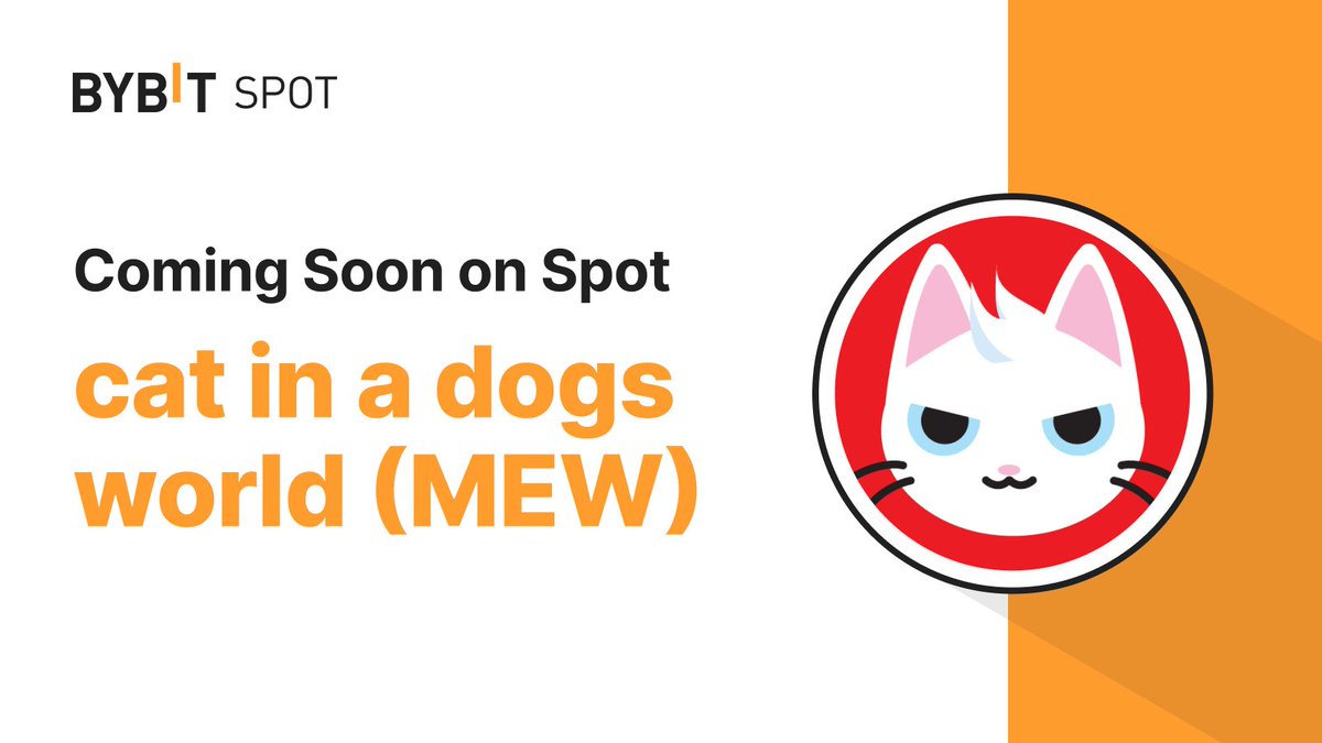 📣 $MEW is coming soon to the #BybitSpot trading platform with <a href="/MewsWorld/">Mew</a>

Listing time: Apr 19, 2024, 8 AM UTC. Deposits and withdrawals will be available from Apr 19, 2024, 4 AM UTC via the Solana network.

🌐 Learn More: i.bybit.com/1Zabg37V

#TheCryptoArk #BybitListing