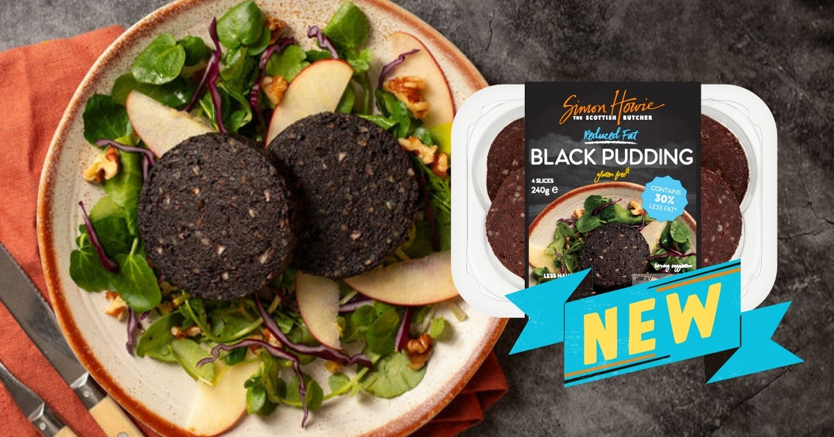 Simon_Howie's tweet photo. Our Brand New Reduced Fat Gluten Free Black Pudding has 30% #lessfat than our Classic Breakfast #BlackPudding. When people hear less fat they think less tasty but weirdly enough we reduced the fat by adding in bacon! π Pick up a pack & feedback! @asda #New #GlutenFree https://t.co/4FdVi0CQeC