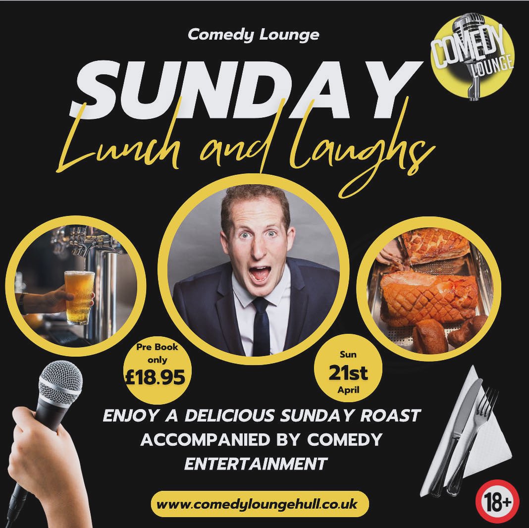 Don’t miss out for a delicious lunch with hilarious comedy! 🎙️ 

Our next one is this Sunday 21st April! 🗓️ 

Book your tickets today!👇🏼

comedyloungehull.co.uk/events/sunday-…