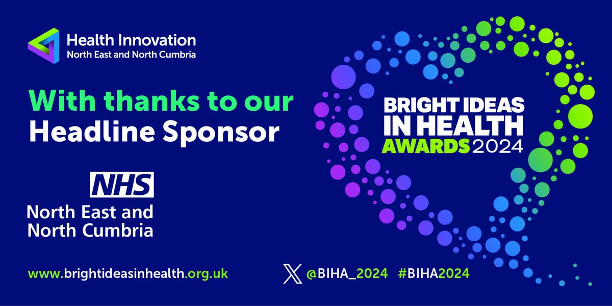 We're delighted to announce @NENC_NHS as our headline sponsor for the Bright Ideas in Health Awards 2024! A huge thank you for supporting this year's awards. #BIHA2024 Find out more and enter ➡️ brightideasinhealth.org.uk/?utm_source=tw…