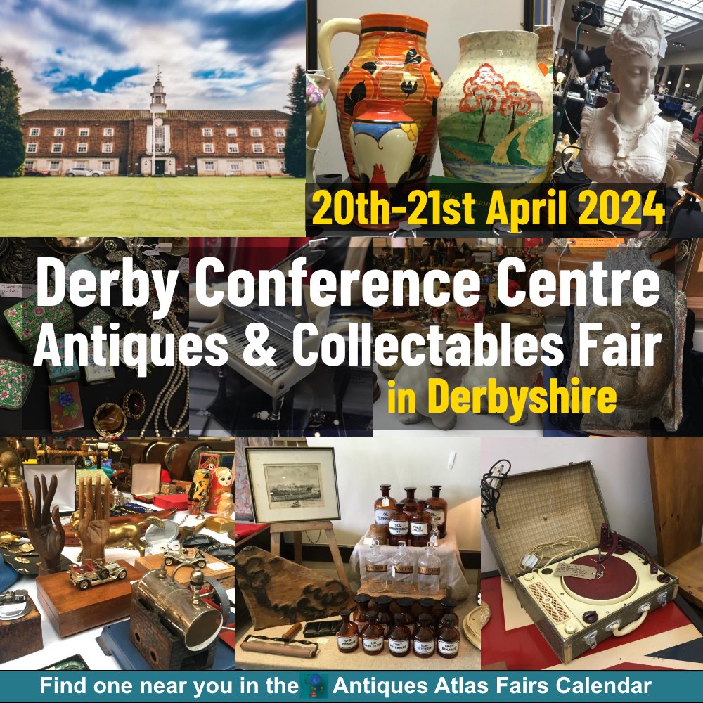 20th 21st April Derby Conference Centre Antiques and Collectors Fair indoor event antiques-atlas.com/antique_fair/d… Exhibitors from up & down the country selling a variety of Antique, Vintage & Collectables. #DerbyshireFrom Jaguar Fairs @JaguarFairs #antiques #vintagefair #collectorsfair