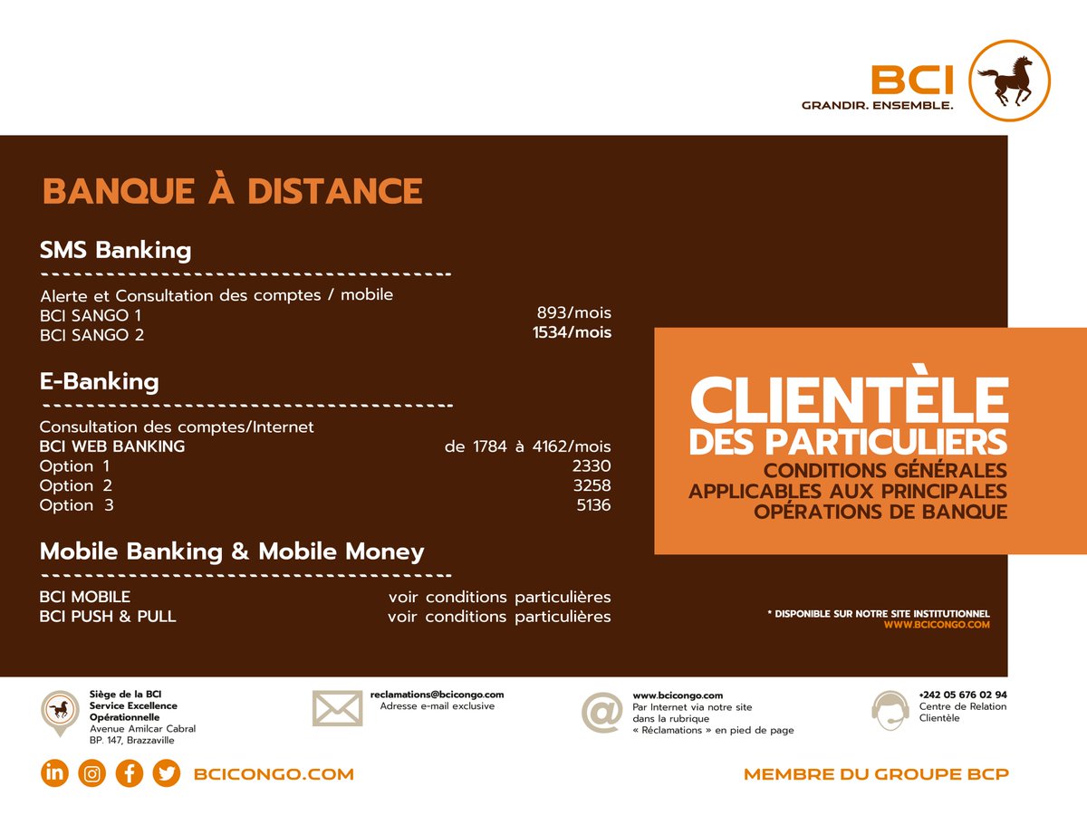 BciCongo's tweet image. [CONDITIONS GENERALES APPLICABLES AUX PRINCIPALES OPERATIONS DE BANQUE]

Chers clients,
Voici quelques conditions concernant la banque à distance 

#bcicongo #banqueadistance #GrandirEnsemble