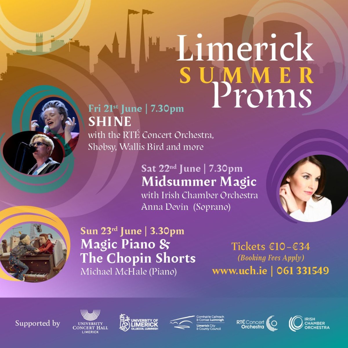 🎶 Don't miss the LIMERICK SUMMER PROMS on Saturday, June 22nd, 7:30 pm at @UCHLimerick ! Experience 'Midsummer Magic' with the Irish Chamber Orchestra. Enjoy 20% off full price tickets for SHINE & Midsummer Magic until 29.04.24. Book now!  bit.ly/3Q4DpCj🌟 #MusicEvent