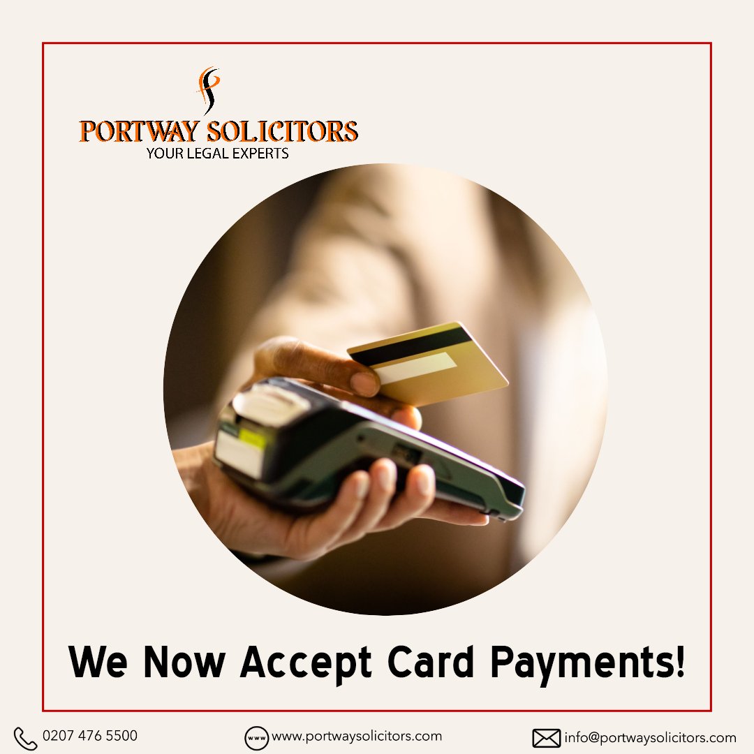 Swipe, tap, or insert – your choice! Card payments now accepted! 💳🧾

#cardpayments #contactless #paymentgateway #contactlesspayment #swipe #tap #portwaysolicitors #paymentmethod #legal #legalexperts