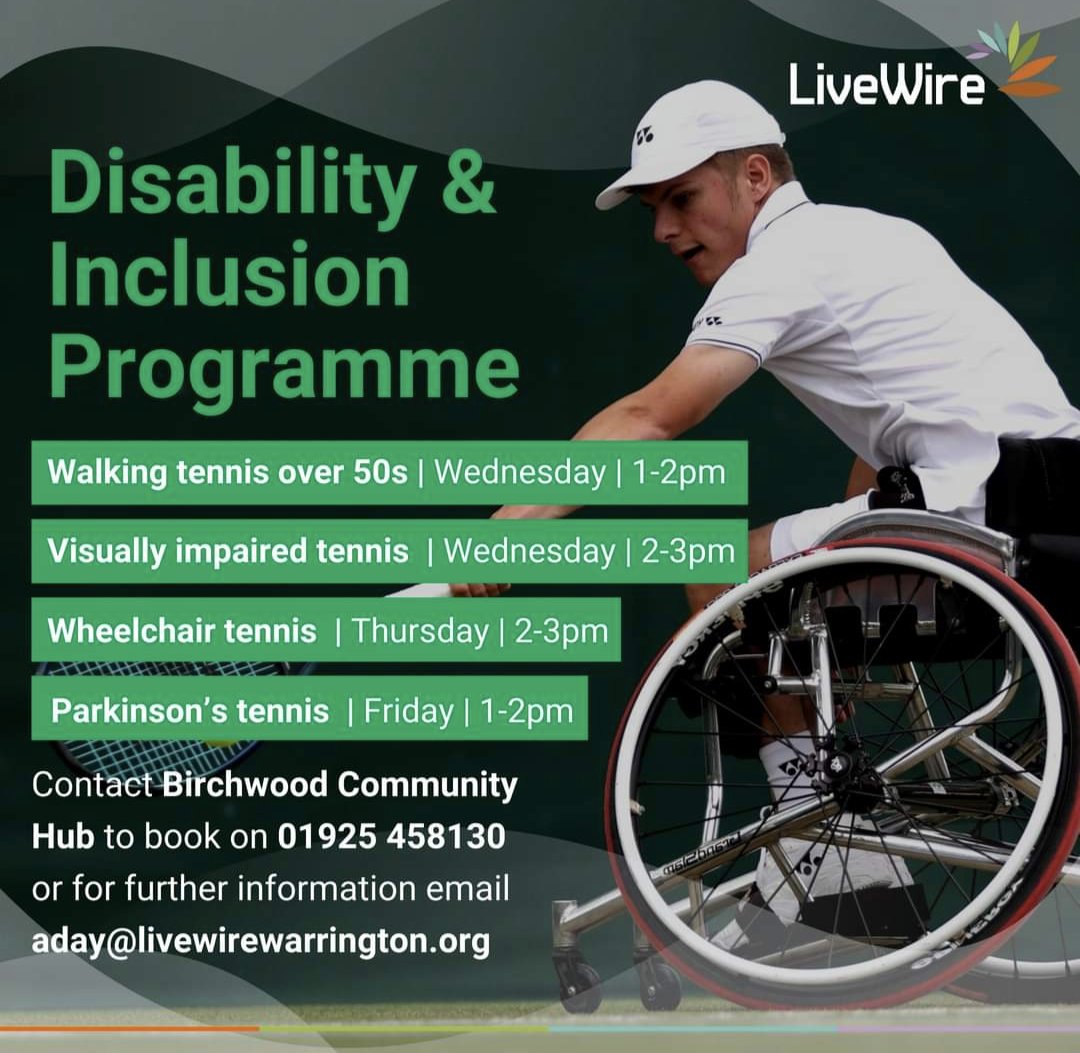 #Birchwood Community Hub in #Warrington, #Cheshire are starting VI tennis sessions Wednesdays from 2-3pm. For more information or to book, contact Birchwood Community Hub at 01925 458130 or email aday@livewirewarrington.org #VisionImpairment #SightLoss #VISport #AccessibleSport