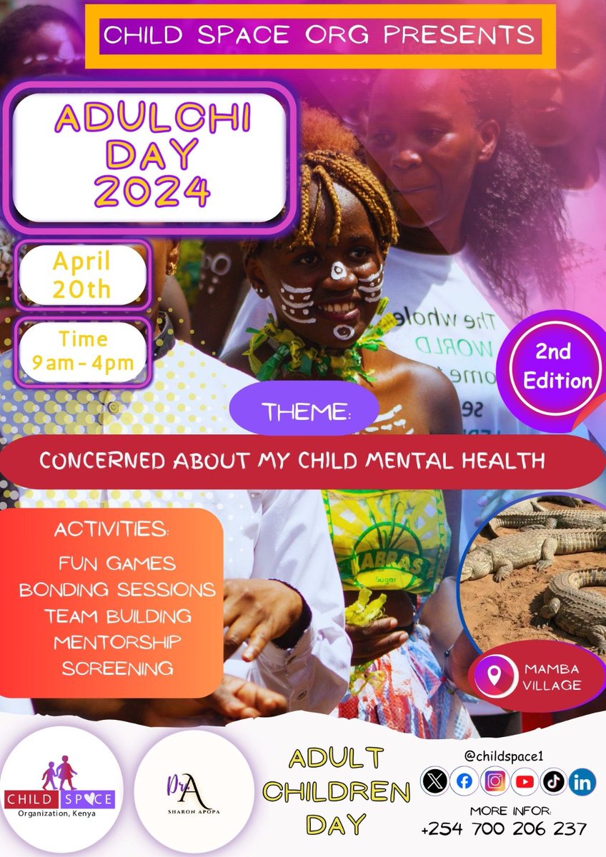 The climax of this Mental Health Camp will be on Saturday 20th #Adulchyday event. THEME: Preventing PTSD among Children. See the poster for more details. @KenyaChildren @aphrc @ARISEHub @LVCTKe @GrassrootSoccer @OkelloChrispine @DCS_Kenya #Preventionworks